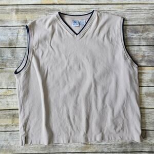 Utility Beige with Navy Blue Trim Sweater Vest sz XL Men's